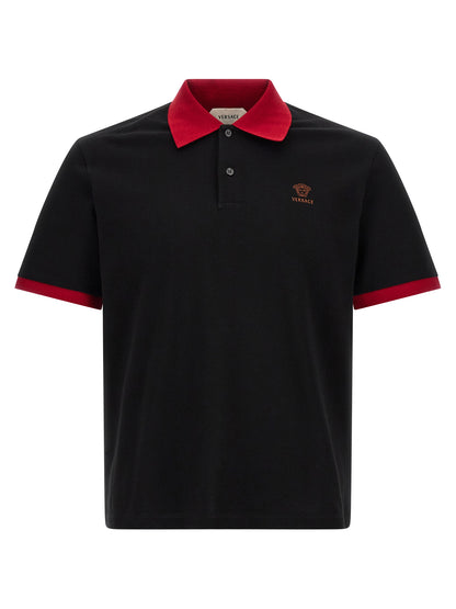 Versace Black Cotton Polo Shirt