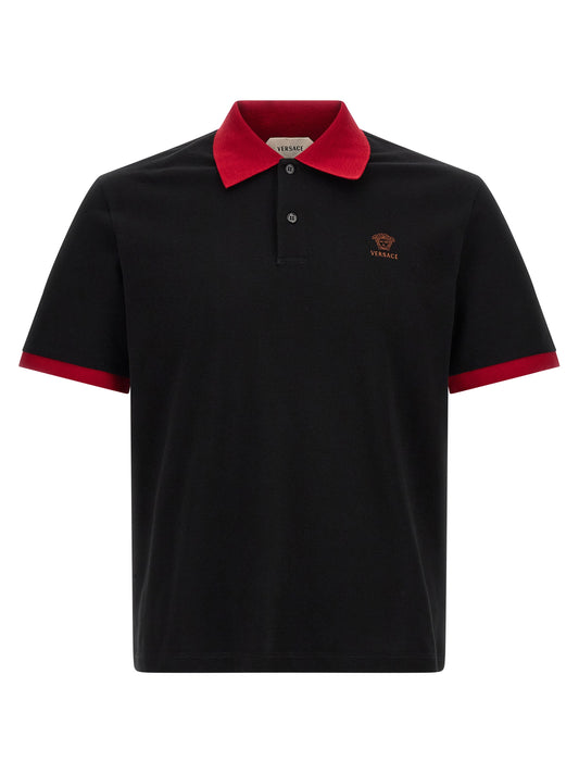 Versace Black Cotton Polo Shirt