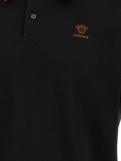 Versace Black Cotton Polo Shirt