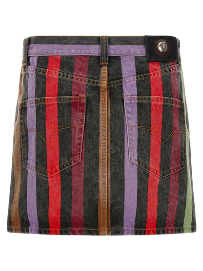 Versace Multicolor Cotton Long Skirt
