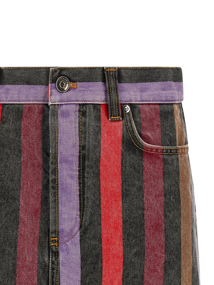 Versace Multicolor Cotton Long Skirt