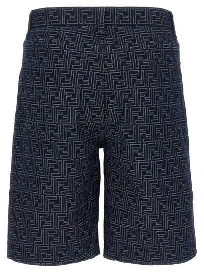 Fendi Blue Cotton Bermuda Shorts