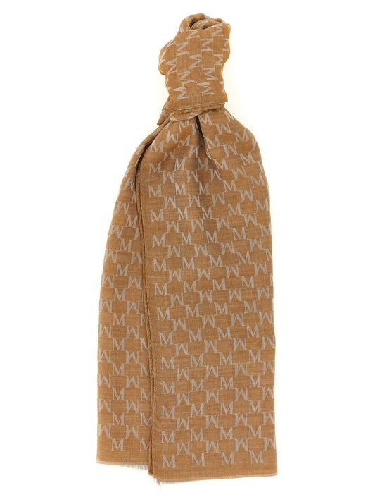 Écharpe Max Mara femme MxaPaniere en coton, laine et soie marron – MA330964BM