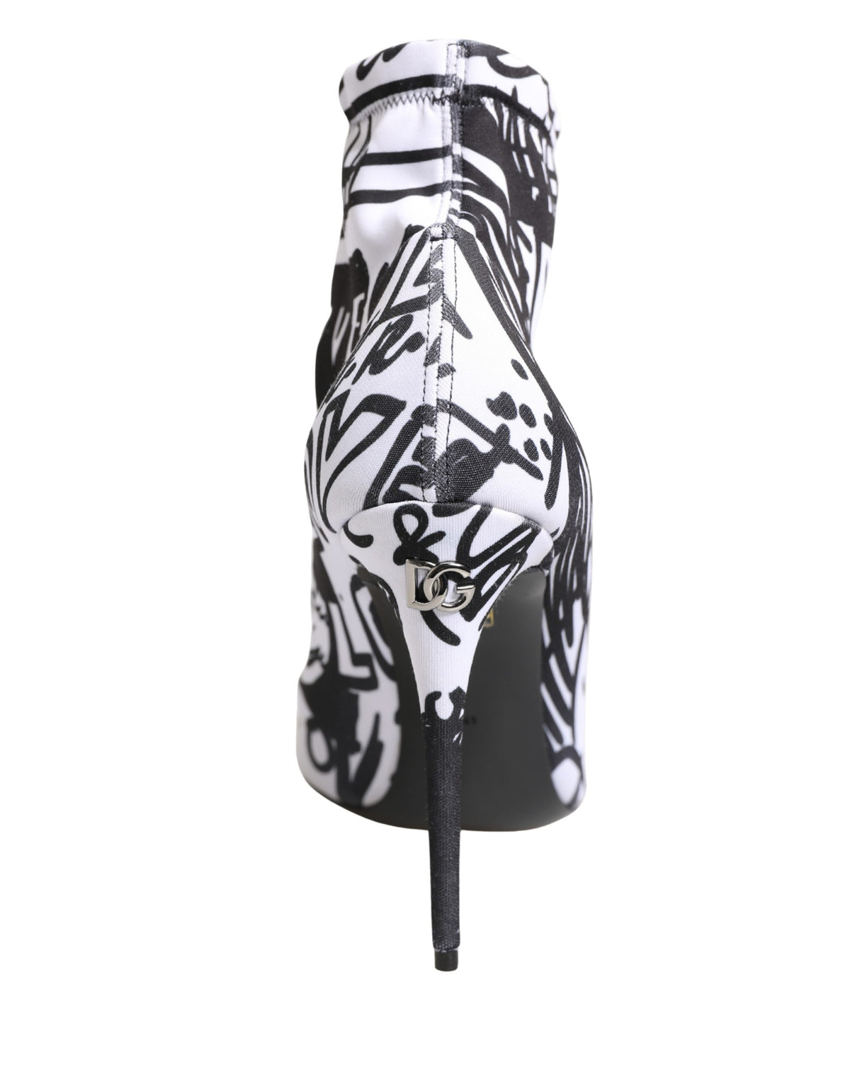 Bottines Dolce & Gabbana femme en tissu stretch blanc et noir à imprimé graffiti – LA13396