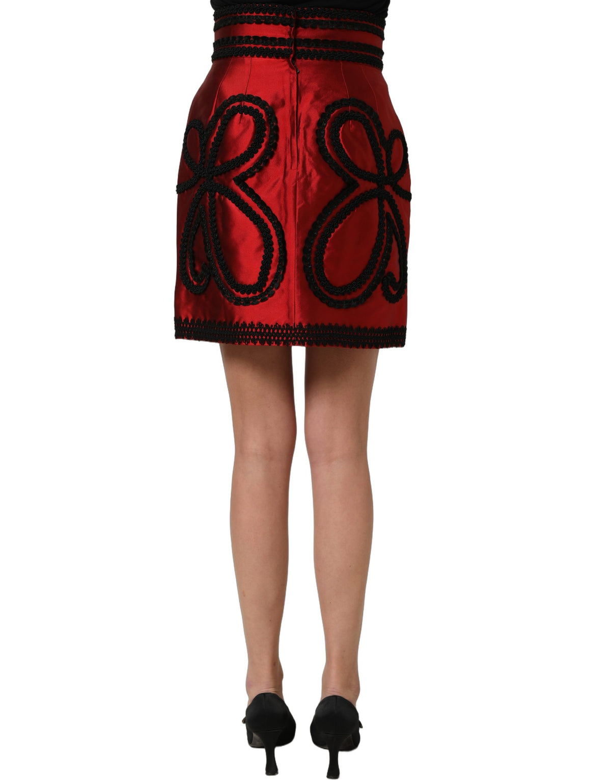 Dolce & Gabbana Red Soutache Embroidery A-line Mini Skirt