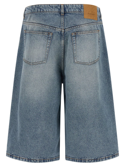Ami Paris Blue Cotton Bermuda Shorts