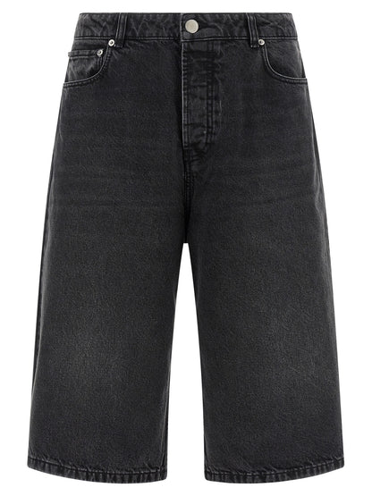 Ami Paris Black Cotton Bermuda Shorts