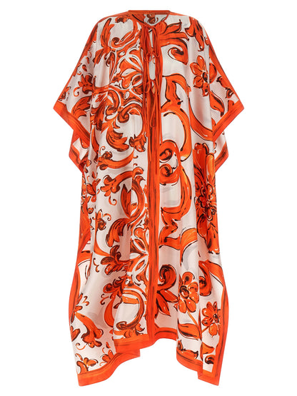 Dolce & Gabbana Orange Silk Long Dress