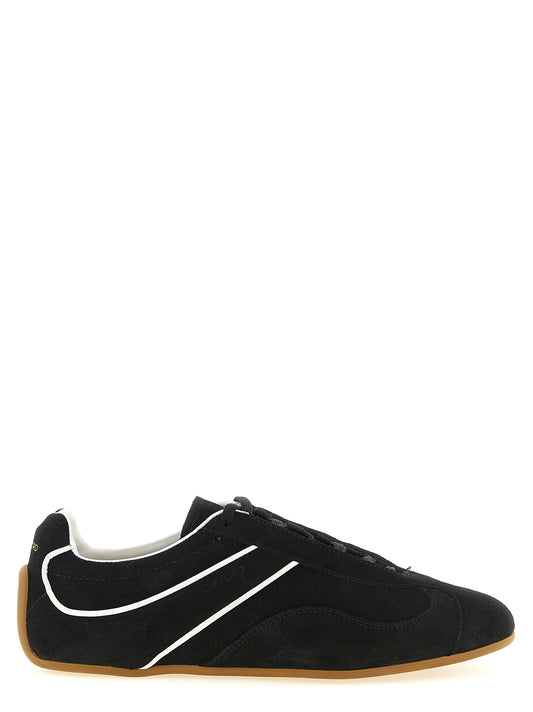 Baskets Tom Ford homme Aston en daim blanc et noir – TO-337136