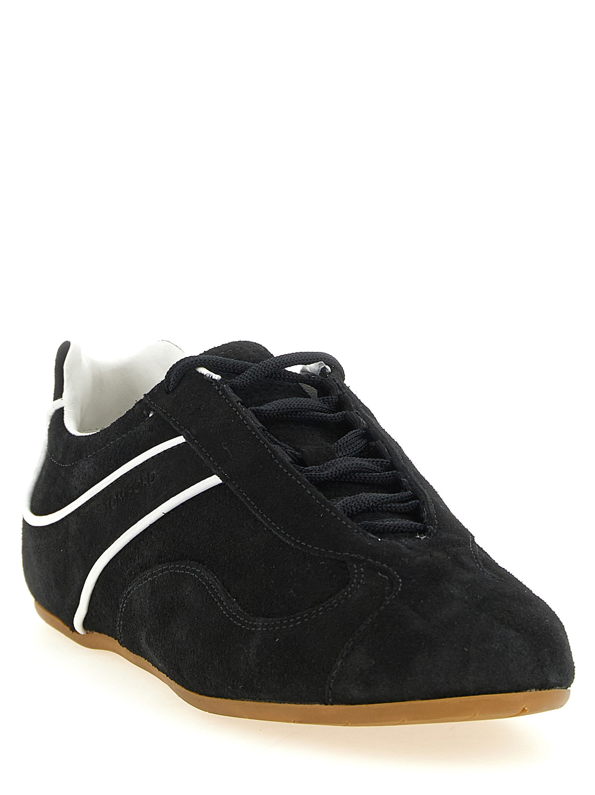 Baskets Tom Ford homme Aston en daim blanc et noir – TO-337136