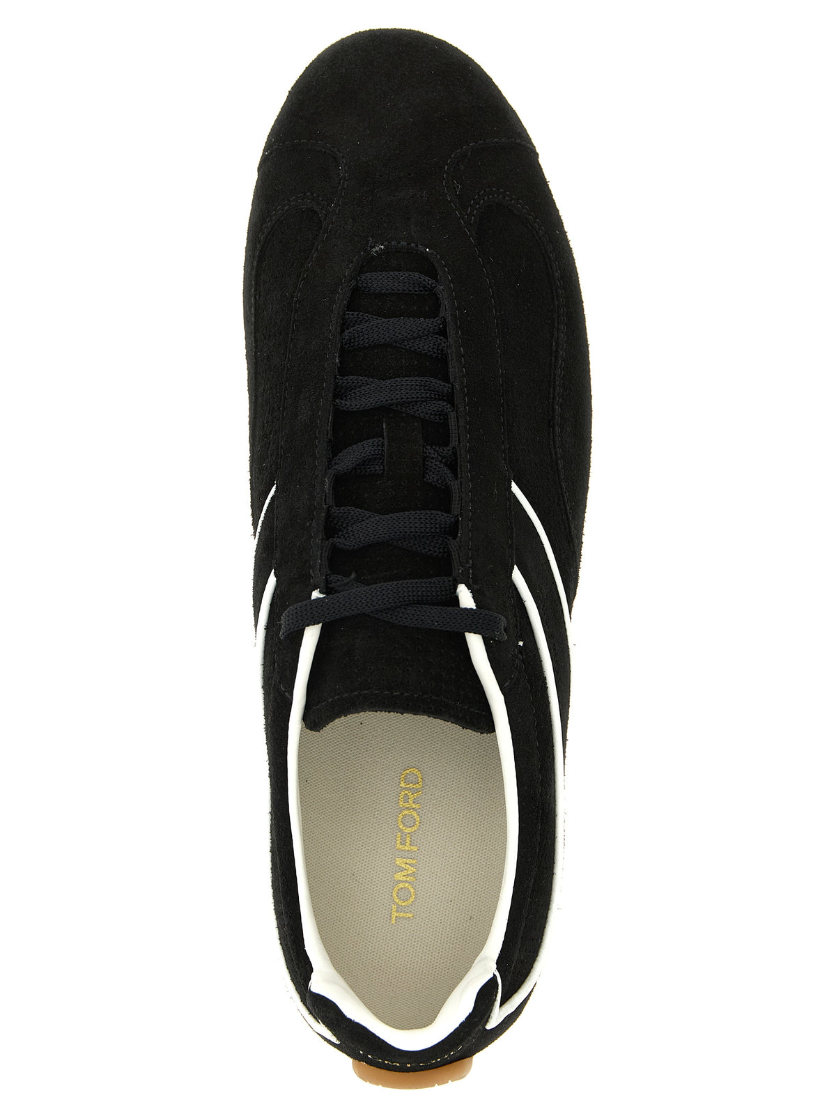 Baskets Tom Ford homme Aston en daim blanc et noir – TO-337136