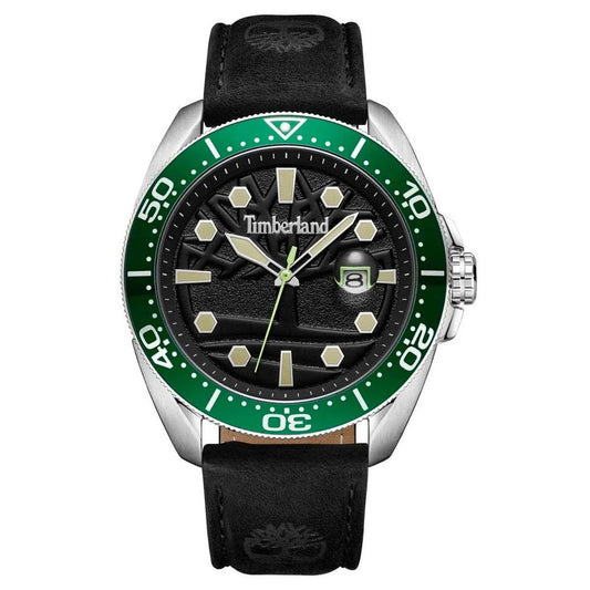 Montre Timberland Carrigan Homme – Cadran Noir, Bracelet Cuir Noir 44mm | Authentique | HBPS Fashion