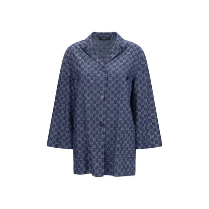 Gucci Blue Cotton Full-Length Jacket