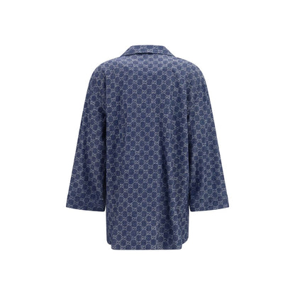Gucci Blue Cotton Full-Length Jacket