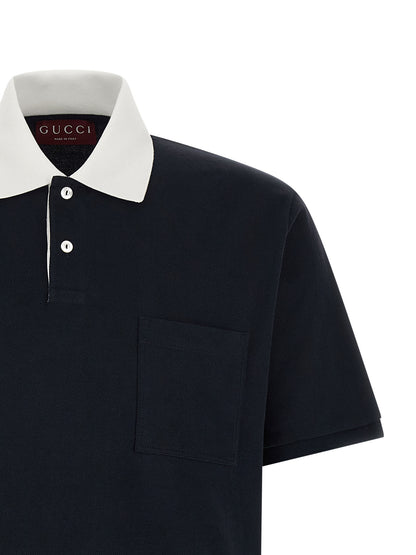 Gucci Blue Cotton Polo Shirt