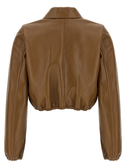 Gucci Beige Lamb Leather Leather Jacket