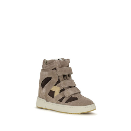 Baskets montantes Isabel Marant femme en cuir de veau beige – IS-BK0010FAD3E11SSNBW