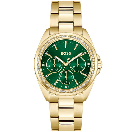 Montre Hugo Boss Femme Acier Doré Cadran Vert Multifonction 38mm | HBPS Fashion