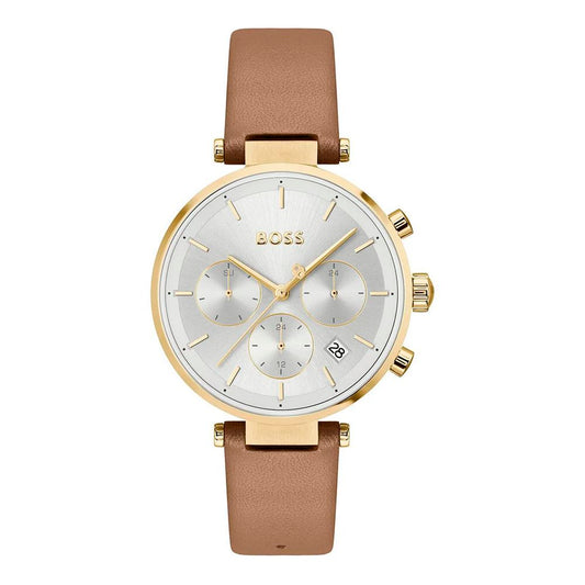 Montre Hugo Boss Femme Cuir Marron Boîtier Doré Multifonction 36mm | HBPS Fashion