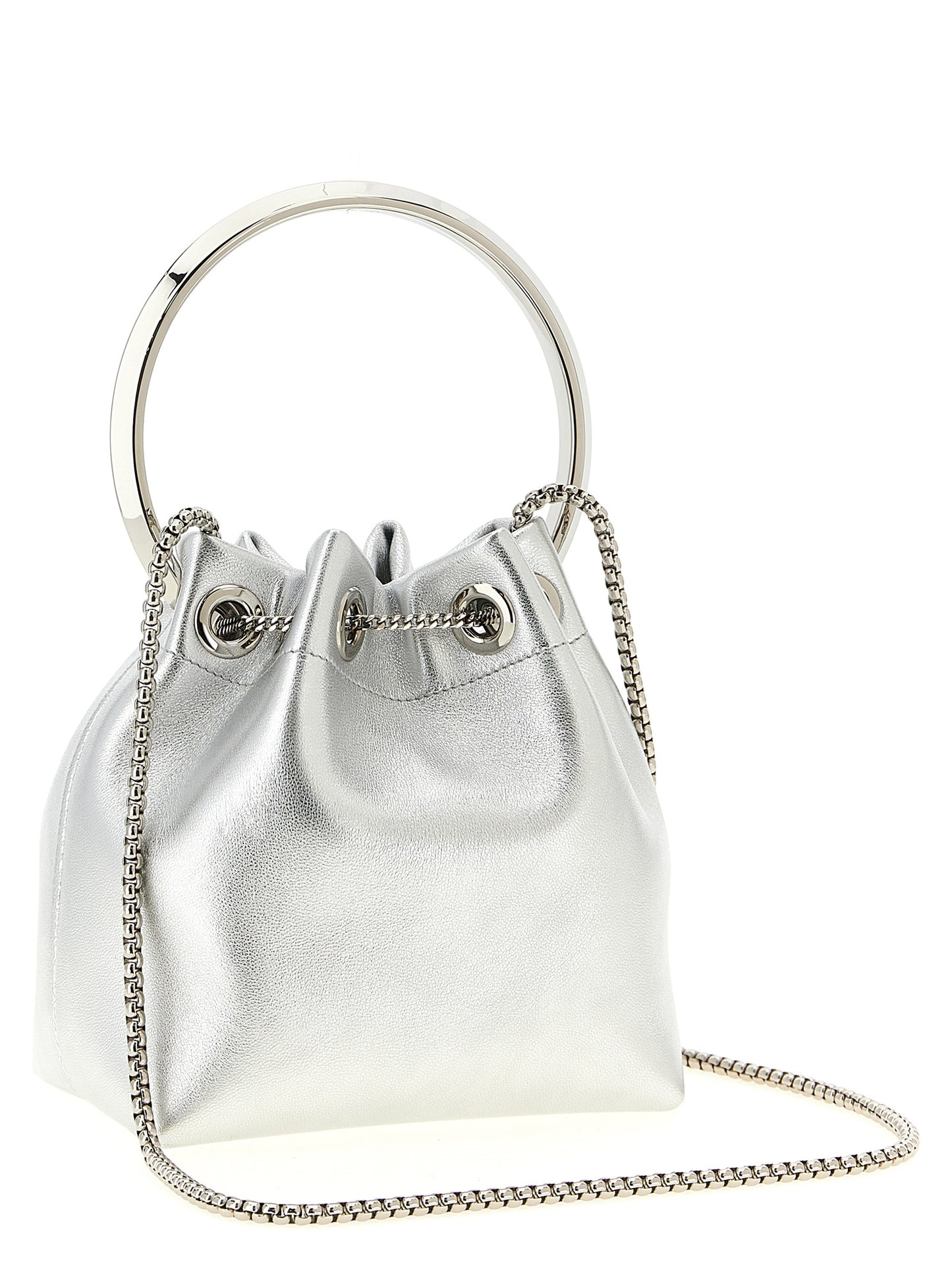 Jimmy Choo Silver Lamb Leather Handbag