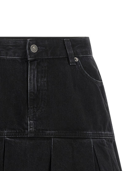 Diesel Blue Cotton Long Skirt