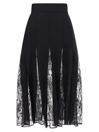 Dolce & Gabbana Black Silk Midi Skirt