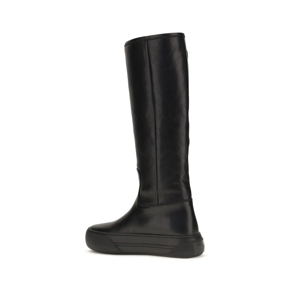 Chloé Black Calf Leather Bos Taurus Flat Boots