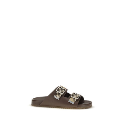 Burberry Brown Goatskin Flat Sandals
