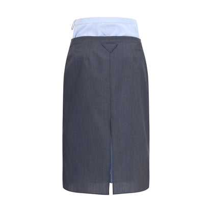 Prada Gray Cotton Midi Skirt