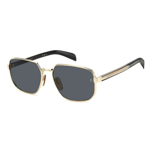 Lunettes de Soleil David Beckham DB7121G – Monture Métal Doré, Verres Gris 100% UV, Homme | HBPS Fashion