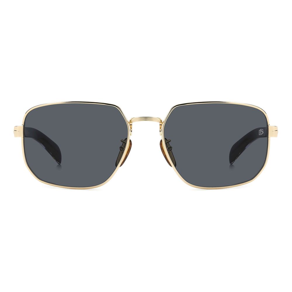 Lunettes de Soleil David Beckham DB7121G – Monture Métal Doré, Verres Gris 100% UV, Homme | HBPS Fashion