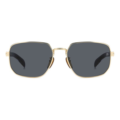 Lunettes de Soleil David Beckham DB7121G – Monture Métal Doré, Verres Gris 100% UV, Homme | HBPS Fashion