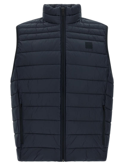 Hugo Boss Blue Recycled Polyamide Sleeveless Jacket