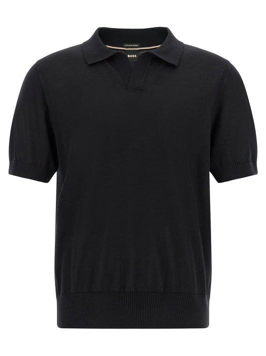 Hugo Boss Black Virgin Wool Polo Shirt