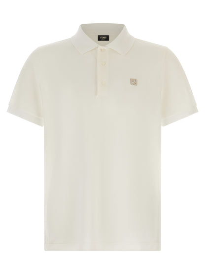 Fendi White Cotton Polo Shirt
