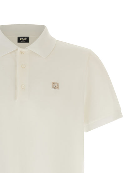 Fendi White Cotton Polo Shirt