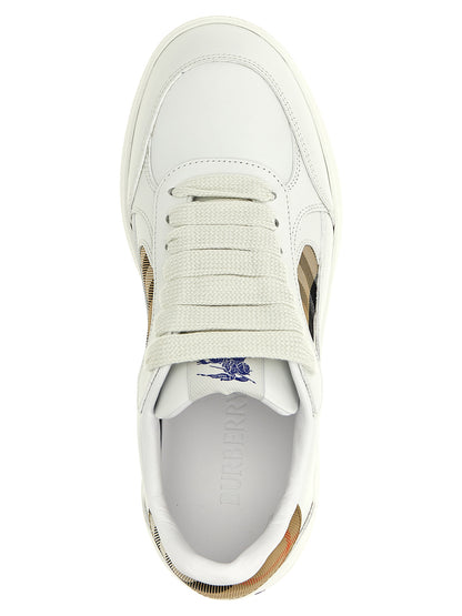 Baskets Burberry femme Terrace en cuir beige – BU-313416
