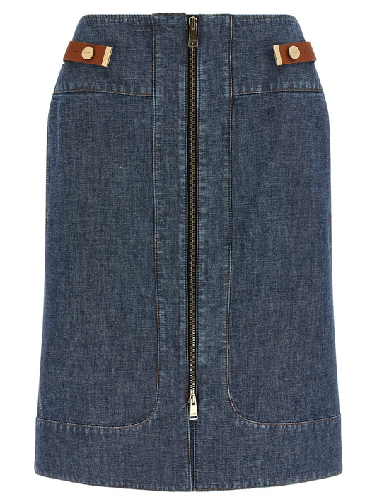Fendi Blue Cotton Midi Skirt