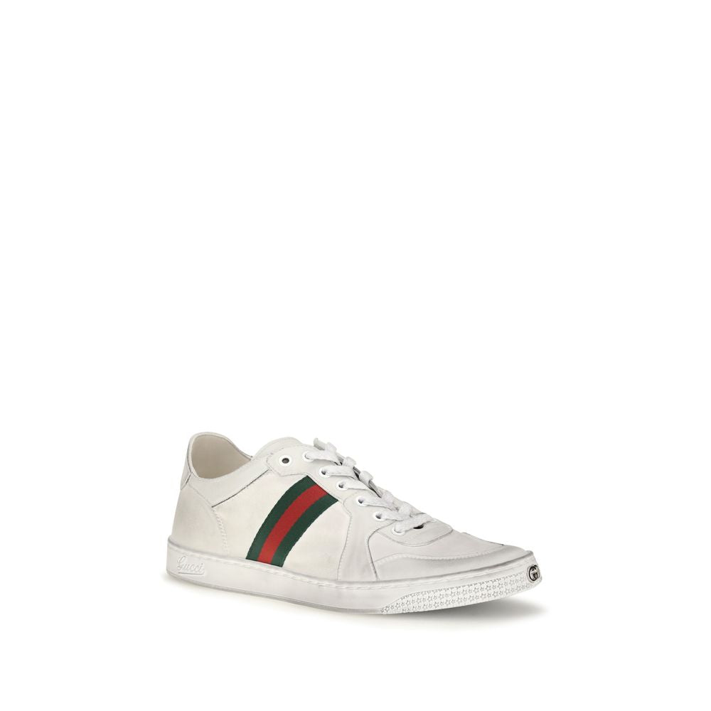 Baskets Gucci homme Stretch en cuir de veau blanc – GU-864140AAGFF9099