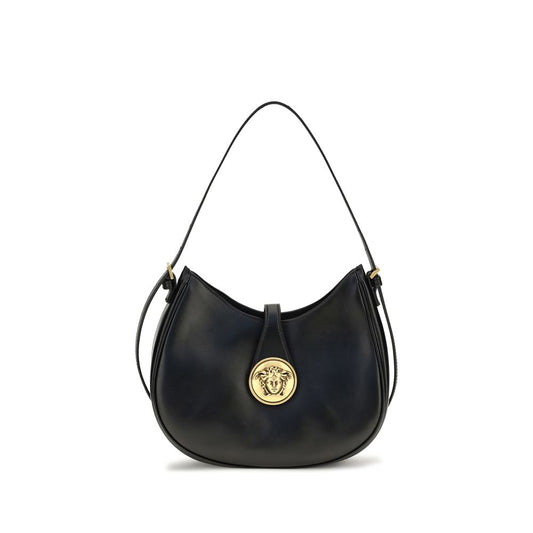 Sac Hobo Versace Small Emblème – Cuir Agneau Noir / Plaque Méduse Dorée AW26 | HBPS Fashion