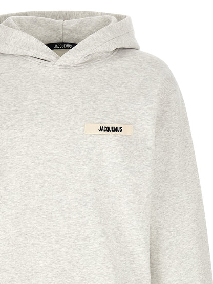 Sweat à capuche Jacquemus homme Le Hoodie Gros-Grain en coton gris – JA-338489