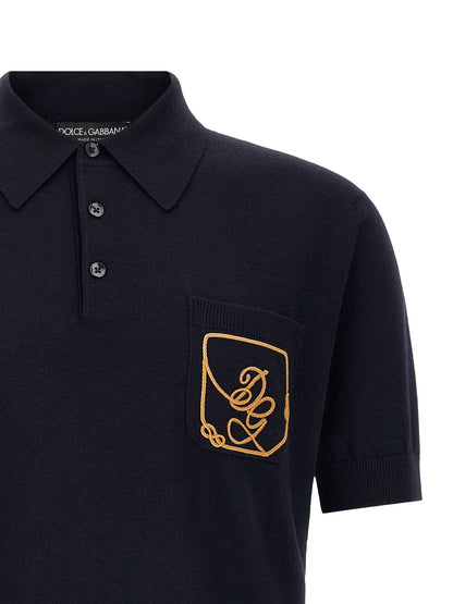 Dolce & Gabbana Blue Virgin Wool Polo Shirt