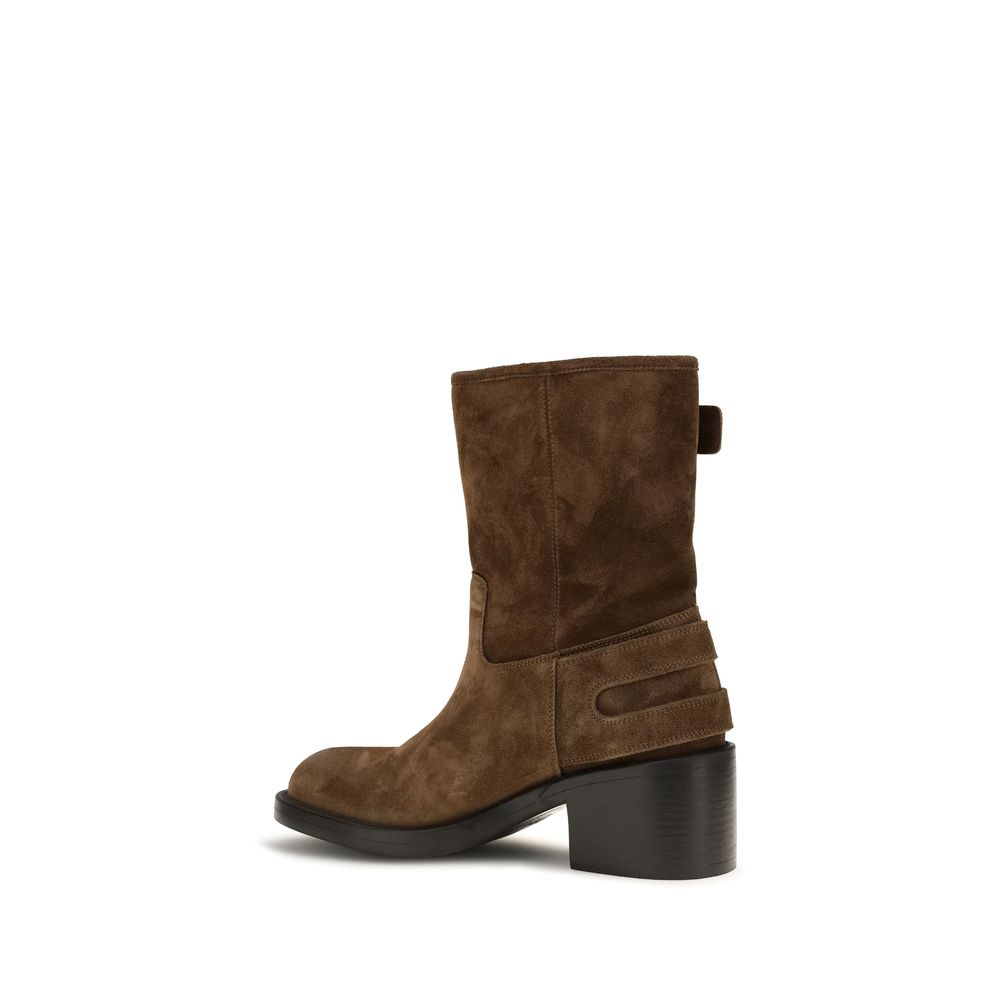 Chloé Brown Calf Leather Bos Taurus Ankle Boots