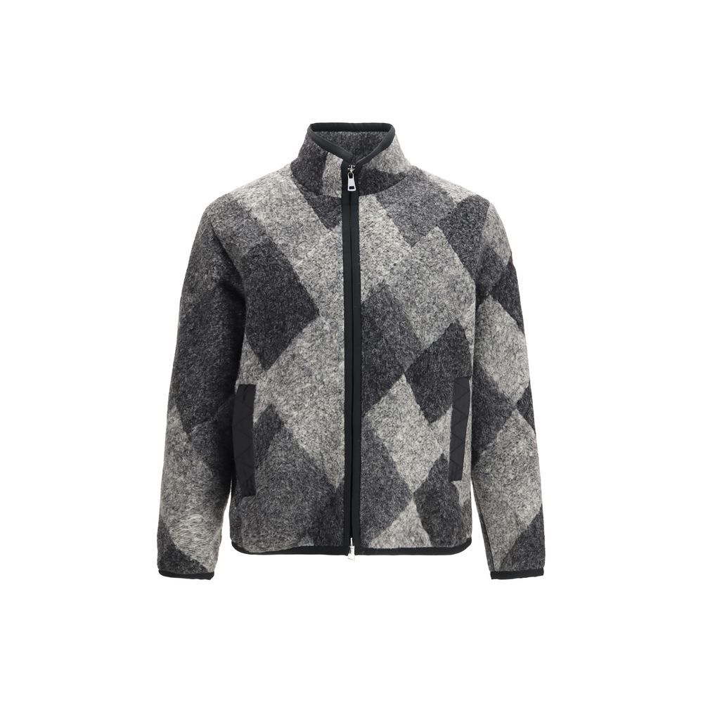 Cardigan zippé à capuche Moncler homme en laine mélangée grise – MO-L20918G0004289BJOF90