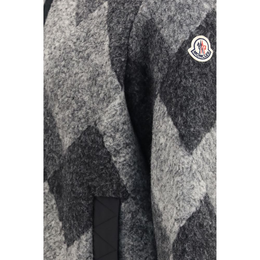 Cardigan zippé à capuche Moncler homme en laine mélangée grise – MO-L20918G0004289BJOF90