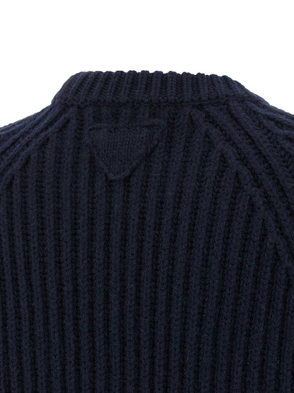 Prada Blue Virgin Wool Cardigan