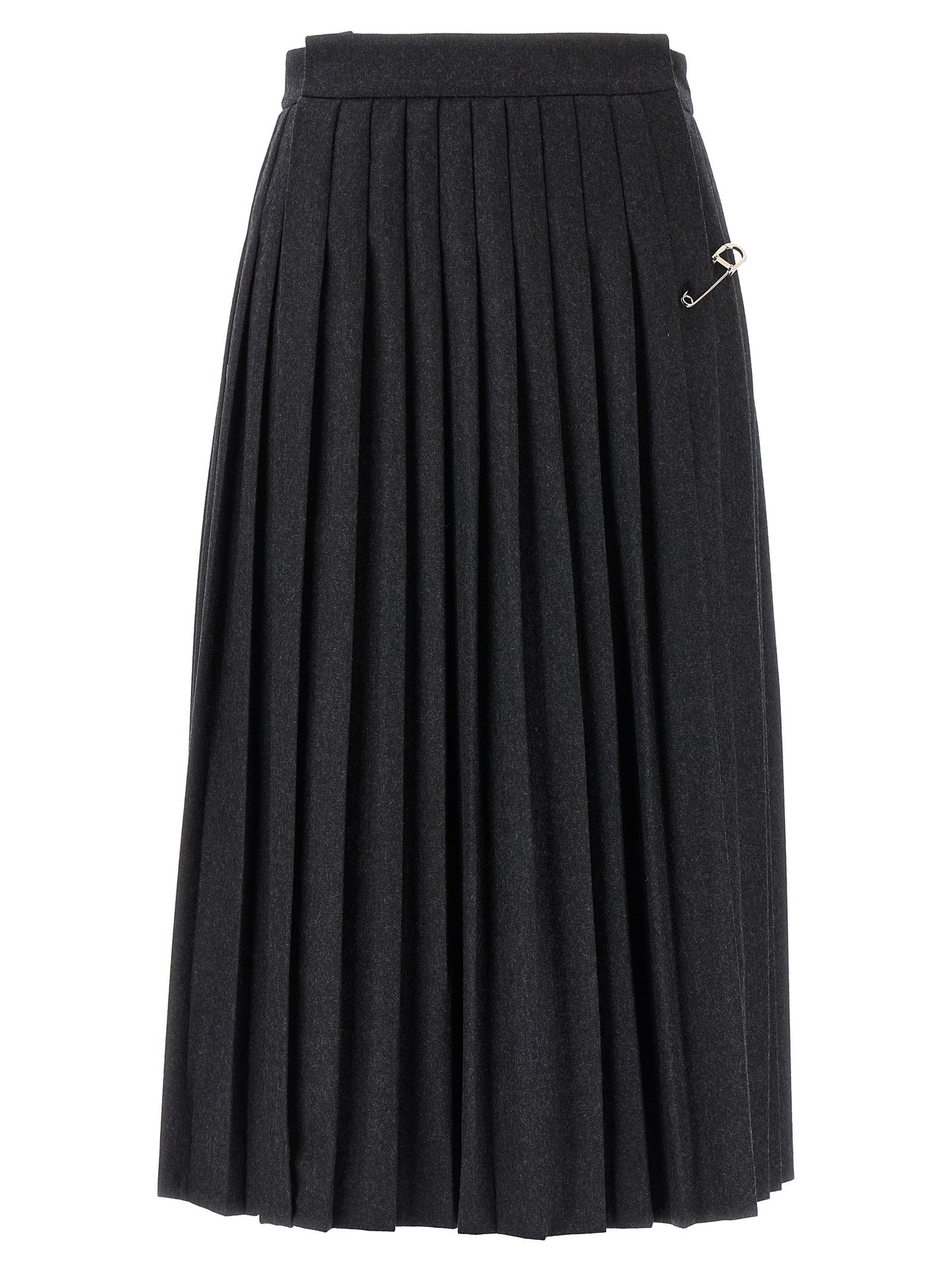 Prada Gray Virgin Wool Midi Skirt