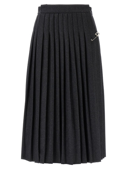 Prada Gray Virgin Wool Midi Skirt