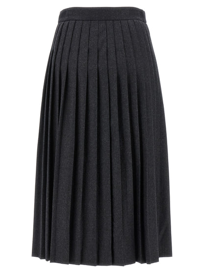 Prada Gray Virgin Wool Midi Skirt