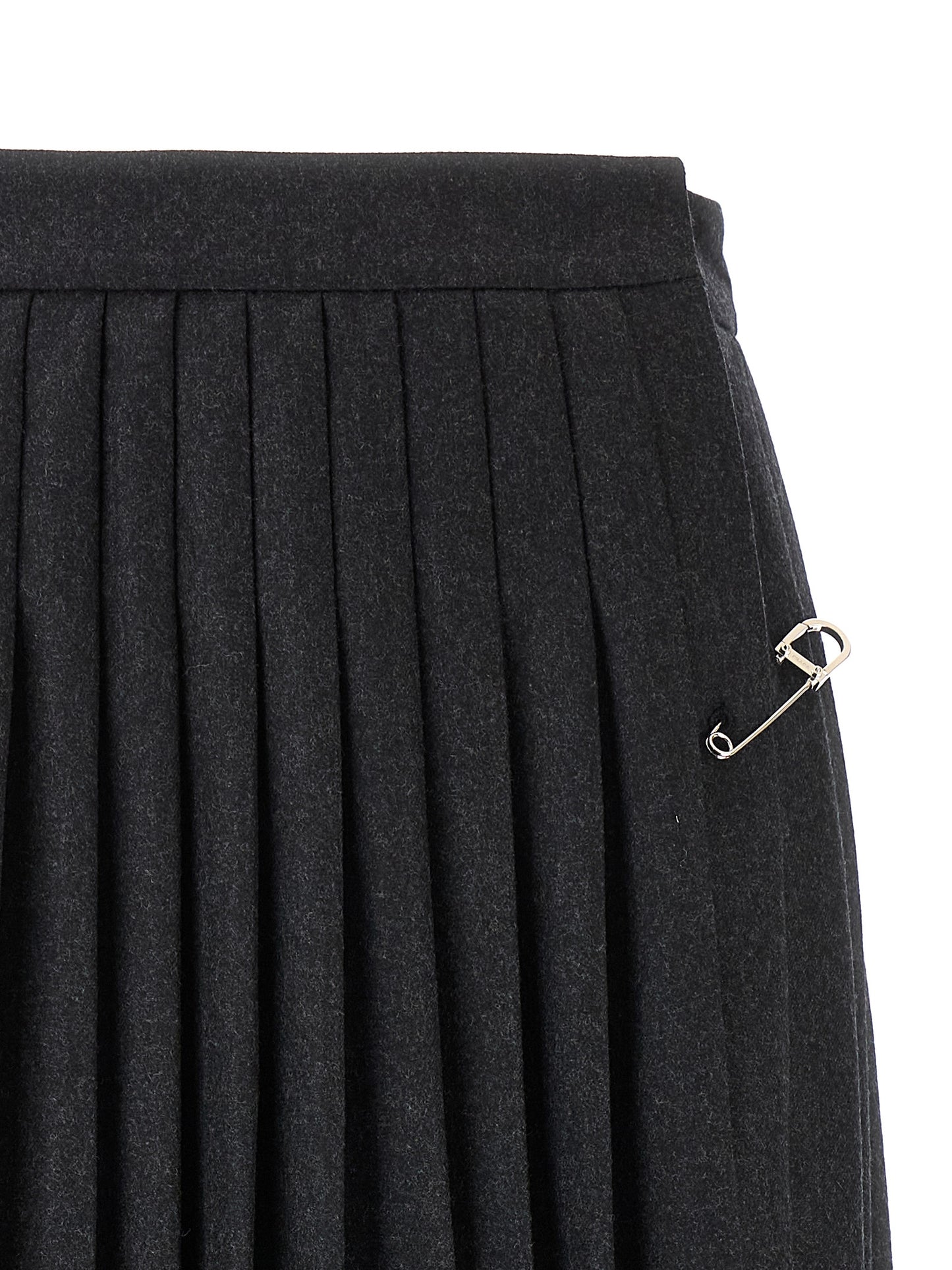 Prada Gray Virgin Wool Midi Skirt